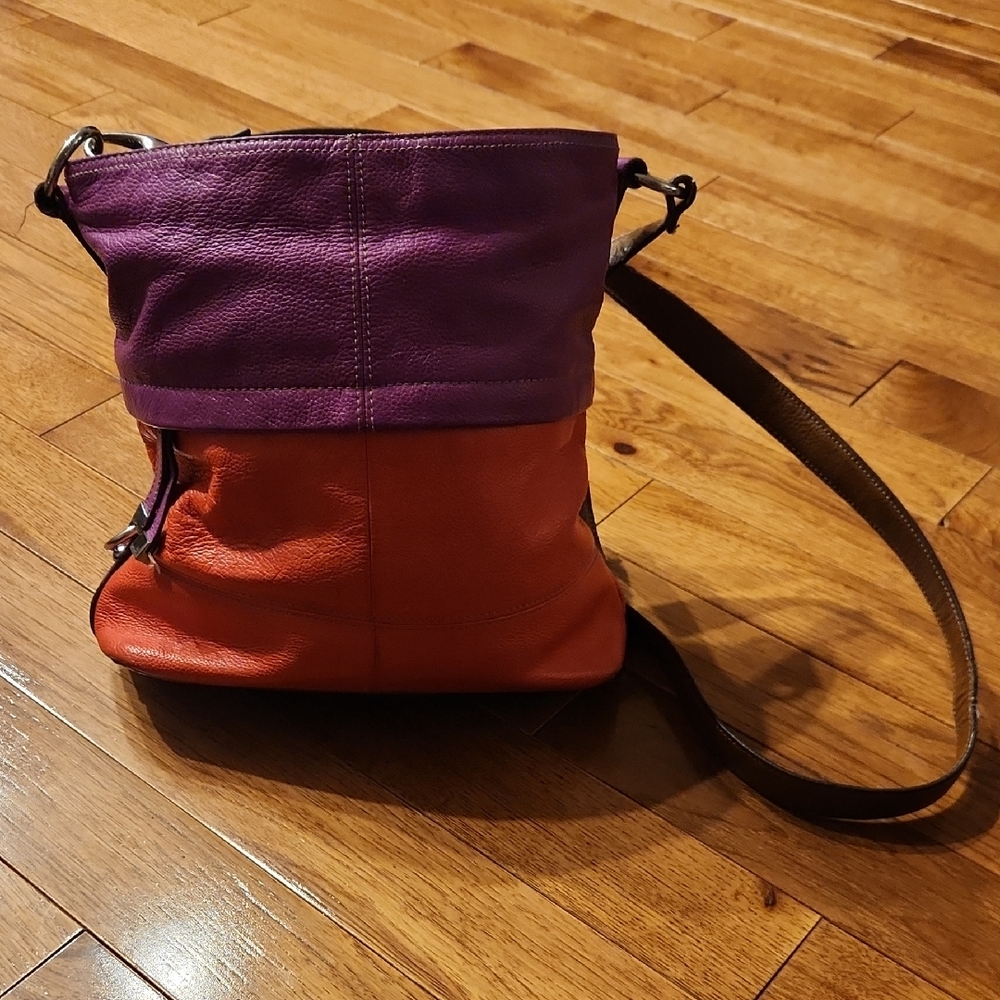 Tignanello Purple 100% Genuine Leather Red Crossbody Bag